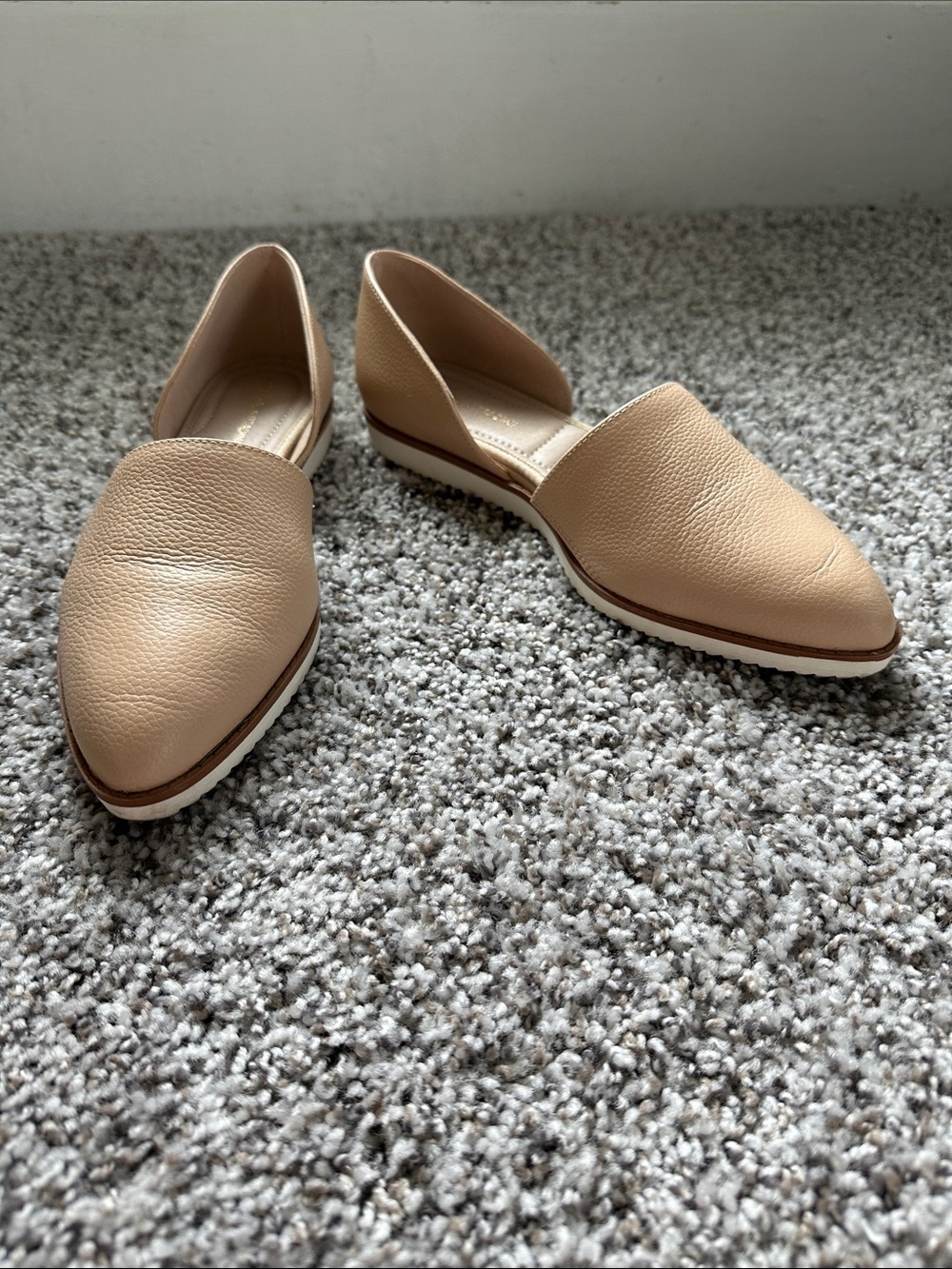 Women's Pointed Flats in Beige